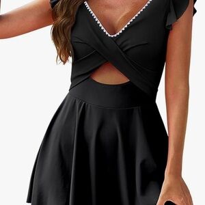 Ruffle Cutout Swimdress with Tummy Control